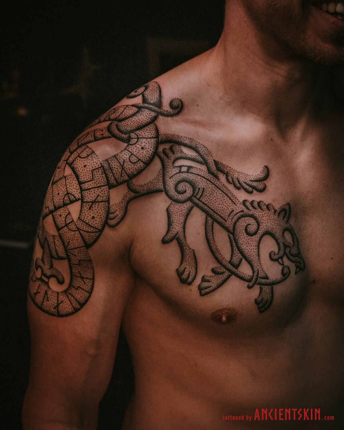 Tulltorpstenen Nordic Wolf Tattoo
