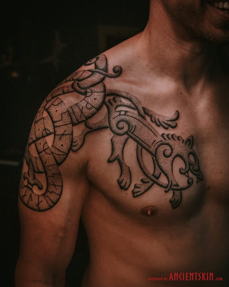 Tulltorpstenen Nordic Wolf Tattoo